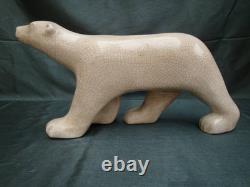 Art Deco Style Statue Figurine Bear Wildlife Art Nouveau Style Porcelain Crackle