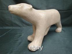 Art Deco Style Statue Figurine Bear Wildlife Art Nouveau Style Porcelain Crackle