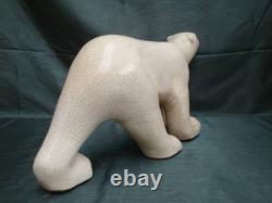 Art Deco Style Statue Figurine Bear Wildlife Art Nouveau Style Porcelain Crackle