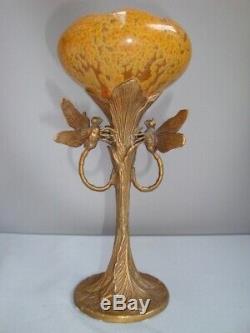 Art Deco Style Vase Figurine Dragonfly Wildlife Art Nouveau Style Porcelain Bron