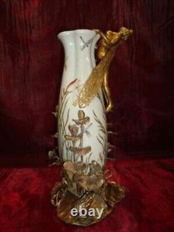 Art Deco Style Vase Figurine Frog Elf Art Nouveau Style Porcelain Bronze