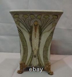 Art Deco Style Vase Marabou Bird Art Nouveau Style Porcelain Bronze