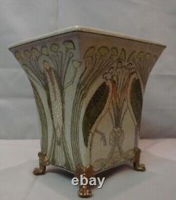 Art Deco Style Vase Marabou Bird Art Nouveau Style Porcelain Bronze
