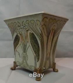 Art Deco Style Vase Marabou Bird Art Nouveau Style Porcelain Bronze