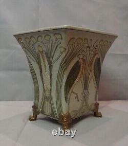 Art Deco Style Vase Marabou Bird Art Nouveau Style Porcelain Bronze