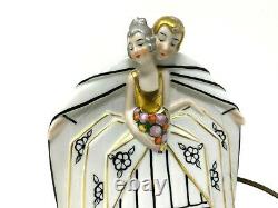 Art Deco & Veilleuse Porcelaine Vers 1930 & Lampe & Couple Amoureux