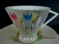 Art Deco / Vintage China Tea Set Trio. Shelley Eve. Crocus. 2164. VGC