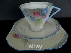 Art Deco / Vintage China Tea Set Trio. Shelley Eve. Tulips. 12326. C1934. British. VGC