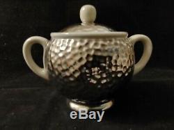 Art Deco WMF BAUHAUS Hammered Silver Plate on Porcelain Tea and Coffee Services