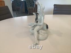 Art Deco Wagner & Apel Germany Porcelain Nude Woman With Borzoi WOW Rare
