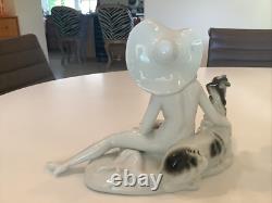 Art Deco Wagner & Apel Germany Porcelain Nude Woman With Borzoi WOW Rare