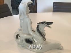 Art Deco Wagner & Apel Germany Porcelain Nude Woman With Borzoi WOW Rare