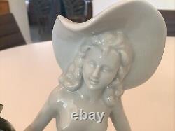 Art Deco Wagner & Apel Germany Porcelain Nude Woman With Borzoi WOW Rare