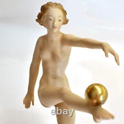 Art Deco Werner/ Hutschenreuther Porcelain Nude Figurine Girl Balancing Ball