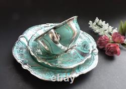 Art Deco silver overlay Cup, saucer and plate Rosenthal Bavaria Germany