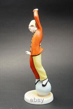 Art Deco style Clown Pierrot Harlequin Figurine Hungarian Drasche Porcelain