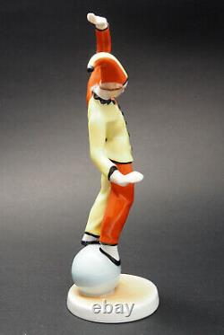 Art Deco style Clown Pierrot Harlequin Figurine Hungarian Drasche Porcelain