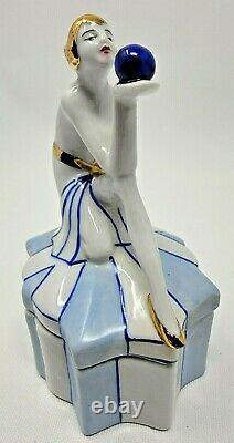 Art Nouveau / Deco Style Box Jewelry Figurine Gazing Beauty Sexy Germany