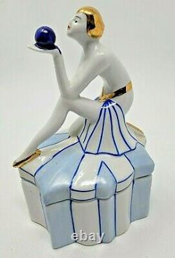 Art Nouveau / Deco Style Box Jewelry Figurine Gazing Beauty Sexy Germany