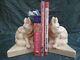 Art Nouveau Style Bookends Figurine Fox Wildlife Art Deco Style Porcelain Crackl