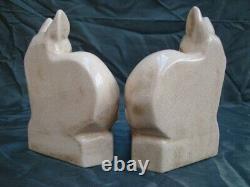 Art Nouveau Style Bookends Figurine Fox Wildlife Art Deco Style Porcelain Crackl