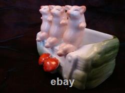 Art Nouveau Style Bowl Figurine Pig Wildlife Art Deco-German Style Porcelain