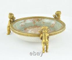 Art Nouveau Style Bowl Soapdish Figurine Baby Art Deco Style Porcelain Bronze