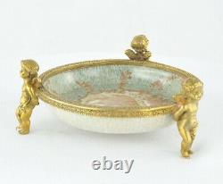 Art Nouveau Style Bowl Soapdish Figurine Baby Art Deco Style Porcelain Bronze