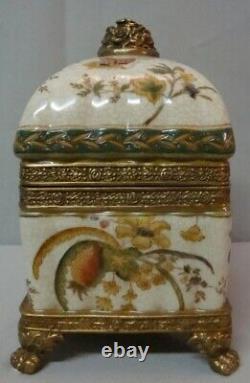Art Nouveau Style Box Jewelry Butterfly Art Deco Style Porcelain Bronze