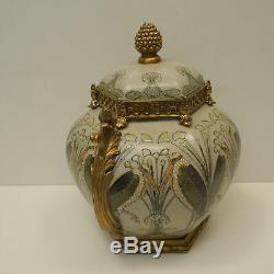 Art Nouveau Style Box Jewelry Marabou Bird Art Deco Style Porcelain Bronze