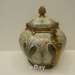 Art Nouveau Style Box Jewelry Marabou Bird Art Deco Style Porcelain Bronze