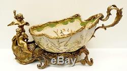 Art Nouveau Style Centerpiece Fruit plate Flower Art Deco Style Porcelain Bronze
