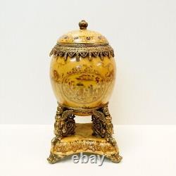 Art Nouveau Style Centerpiece Urn Flower Art Deco Style Porcelain Bronze