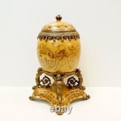 Art Nouveau Style Centerpiece Urn Flower Art Deco Style Porcelain Bronze