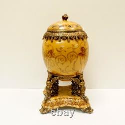 Art Nouveau Style Centerpiece Urn Flower Art Deco Style Porcelain Bronze