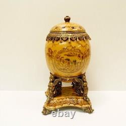Art Nouveau Style Centerpiece Urn Flower Art Deco Style Porcelain Bronze
