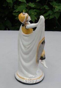 Art Nouveau Style Figurine Statue Dancer Art Deco Style Porcelain Enamels