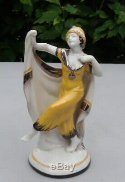 Art Nouveau Style Figurine Statue Dancer Art Deco Style Porcelain Enamels