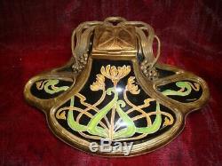 Art Nouveau Style Inkwell Flower Art Deco Style Porcelain Bronze Ceramic