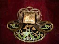 Art Nouveau Style Inkwell Flower Art Deco Style Porcelain Bronze Ceramic