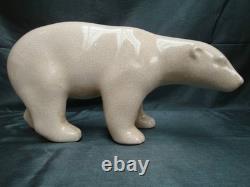 Art Nouveau Style Statue Figurine Bear Wildlife Art Deco Style Porcelain Crackle
