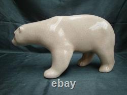 Art Nouveau Style Statue Figurine Bear Wildlife Art Deco Style Porcelain Crackle