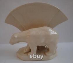 Art Nouveau Style Vase Figurine Bear Wildlife Art Deco Style Porcelain Cracklewa