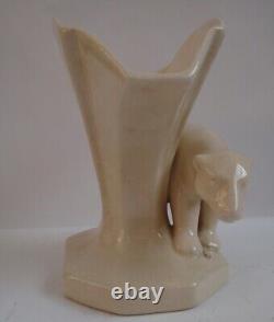 Art Nouveau Style Vase Figurine Bear Wildlife Art Deco Style Porcelain Cracklewa