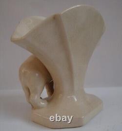 Art Nouveau Style Vase Figurine Bear Wildlife Art Deco Style Porcelain Cracklewa