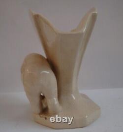 Art Nouveau Style Vase Figurine Bear Wildlife Art Deco Style Porcelain Cracklewa