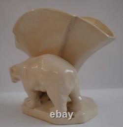 Art Nouveau Style Vase Figurine Bear Wildlife Art Deco Style Porcelain Cracklewa