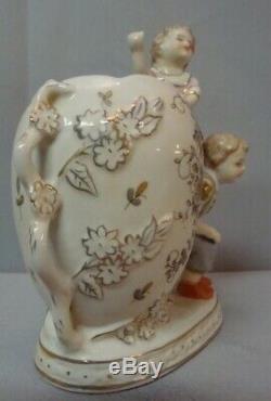 Art Nouveau Style Vase Figurine Child Art Deco Style Porcelain Enamels