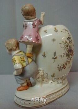 Art Nouveau Style Vase Figurine Child Art Deco Style Porcelain Enamels