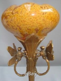 Art Nouveau Style Vase Figurine Dragonfly Wildlife Art Deco Style Porcelain Bron